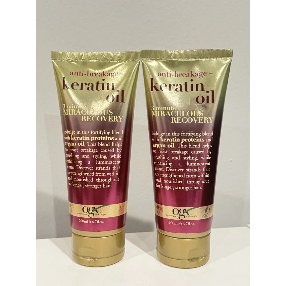 OGX Anti-Breakage Keratin Oil 3 minute Miraculous Recovery 6.7Oz Set of 2 NEW